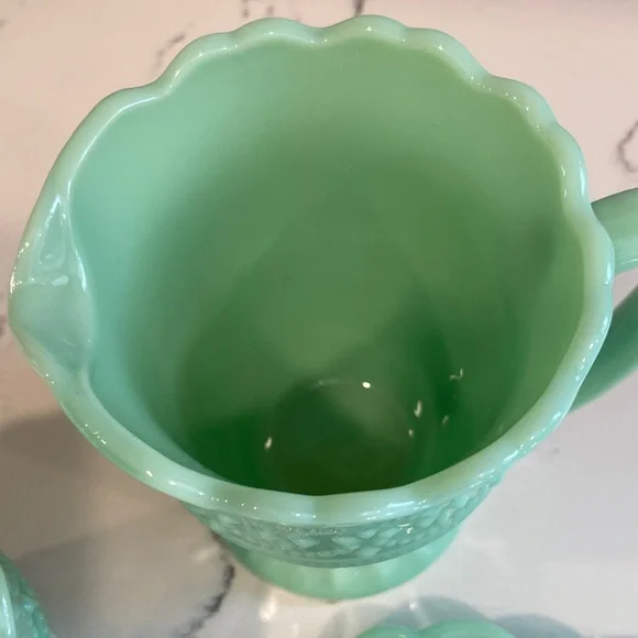 Pioneer Woman Mint Green Glass Butter Dish Creamer Sugar Set - Picture 10 of 16